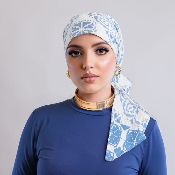 Spanish Turban Printed Linen – Dark Pastel X Platinum