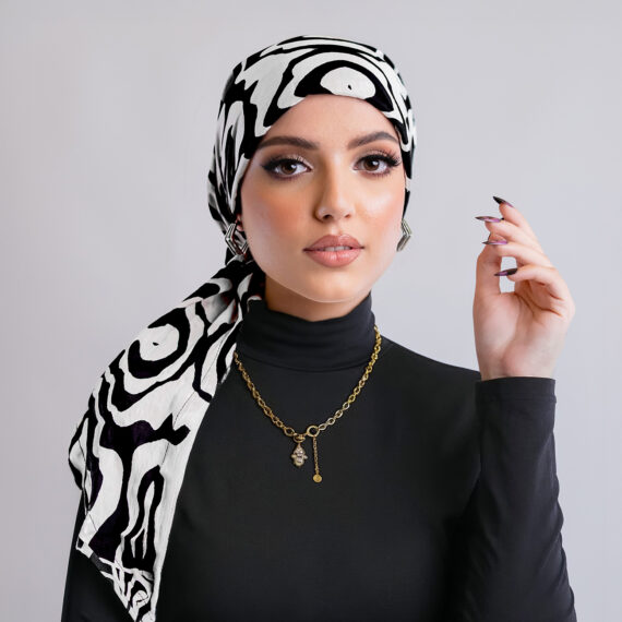 Spanish Turban Printed Linen – Silver Sand X Black