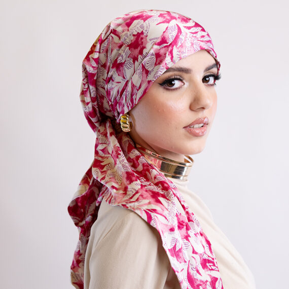 Spanish Turban Printed Stan – Pink X bright grey
