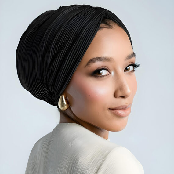 one piece turban Satin plissé
