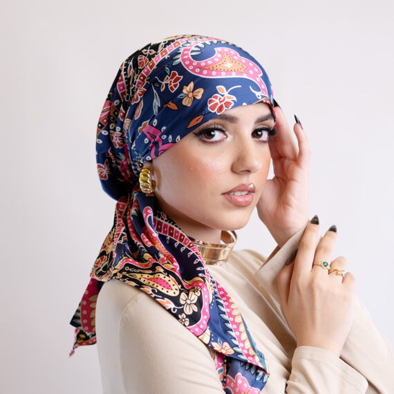 Spanish Turban Printed Stan -Cadet X chinses blue