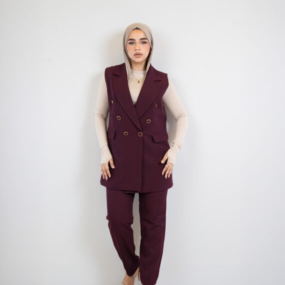 Formal Suit – Sleeveless Burgundy