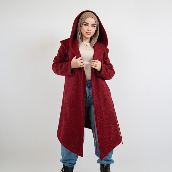 Mohair Knot Coat – Maroon