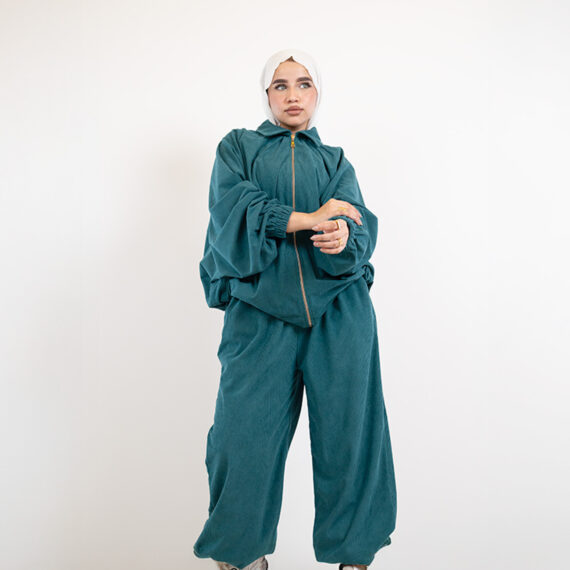 RibVelvet Set One size - Teal Green