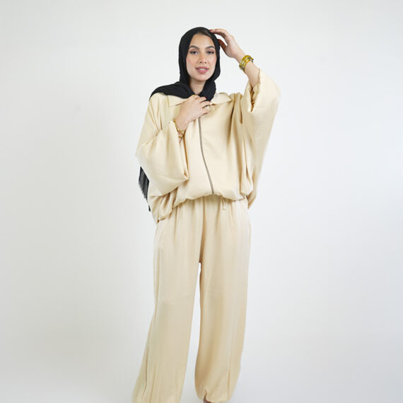Silk zipper suit One size - Light Beige