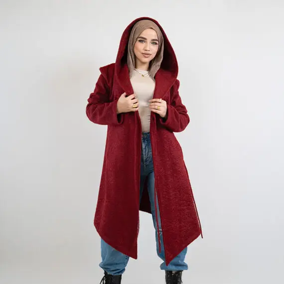 Mohair Knot Coat – Maroon
