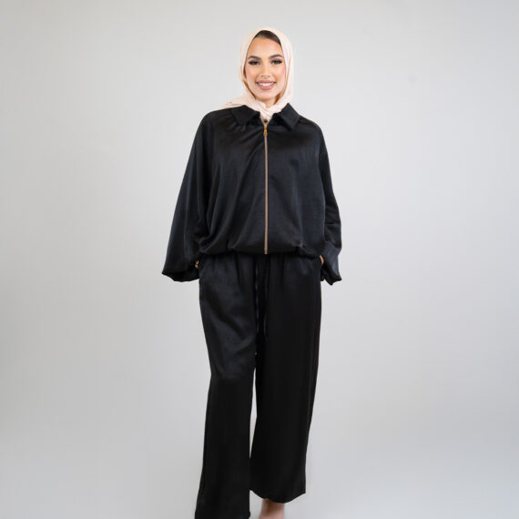 Silk zipper suit One size - Black