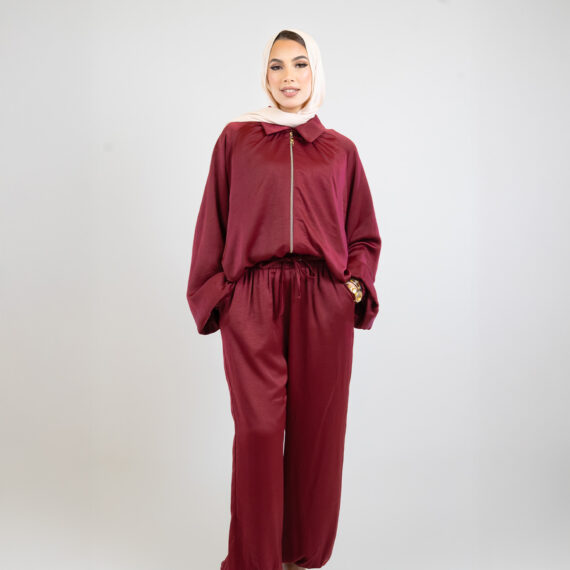 Silk zipper suit One size - Maroon